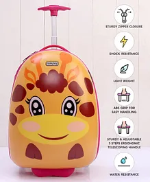 Babyhug Kid's 1 day Trip Small Trolley Bag Giraffe Print  Orange - 16 Inches