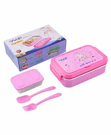 Youp Stainless Steel Insulated Pink Color Unicorn Theme Kids Lunch Box Crazy-850 ml