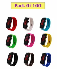 Syga New Sports Digital LED Band Watch Combo Set Pack Of 100 - Multicolor