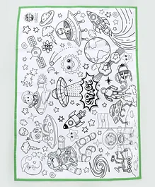 Ratnas Space Themed Coloring Mat with Sketch Pens - Green