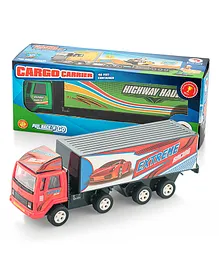 Shinsei Pull Back Action Cargo Carrier Truck Toy - Red