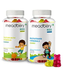 Meadbery Multivitamin & Calcium Gummy Bears Combo Set - 60 Pieces