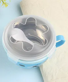 Feeding Bowl with Spoon Puppy Face Print Blue - 700 ml