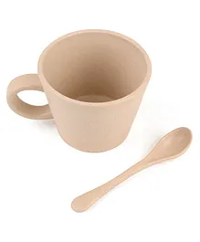 Wheat Straw Cup with Spoon  Cream - 350 ml