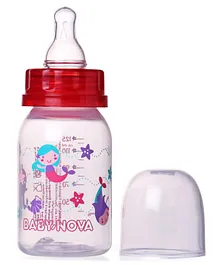 Baby Nova Polypropylene Feeding Bottle Mermaid Print Red - 125 ml