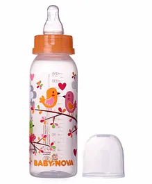 Baby Nova Polypropylene Feeding Bottle Bird Print Orange - 250 ml