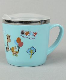 Mug with Lid Giraffe Print Light Blue - 240 ml