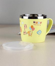 Mug with Lid Giraffe Print Light Yellow - 240 ml