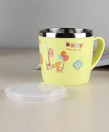 Mug with Lid Giraffe Print Light Yellow - 240 ml