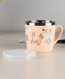 Mug with Lid Giraffe Print Light Pink - 240 ml