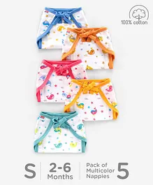 Babyhug Muslin Cloth Nappy Set of 5 Medium - Multicolor Printed