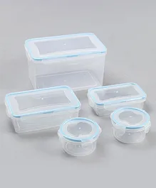 Transparent Silicone Storage Cointainers Pack of 5 Blue - 3500 ml