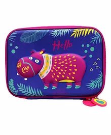 Spiky Animal Printed Pencil Pouch - Blue