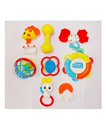 YAMAMA Baby Rattle Teether Toy Set Pack Of 8 - Multicolor