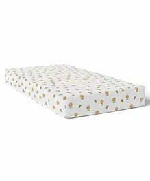 The White Cradle Organic Cotton Cot Sheet Sunflower Print - White Yellow 