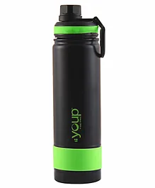 Youp Sapphire Thermo Stainless Steel Water Bottle Black Green - 750 ml