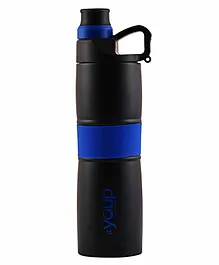 Youp Grippy Thermo Stainless Steel Water Bottle Black Blue - 650 ml