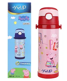 Youp Stainless Steel Pink Color Peppa Pig Kids Insulated Double Wall Sipper Bottle Lucas - 500 ml