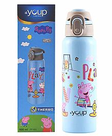 Youp Stainless Steel Sky Blue Color Peppa Pig Kids Insulated Double Wall Water Bottle Lyra - 600 ml