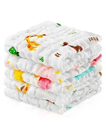Mom's Home Absorbent Muslin Wash Cloths Pack of 5 - White
