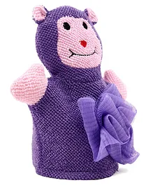 Babyhug Monkey Shape Bath Glove With Attached Loofah - Purple