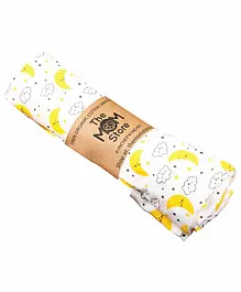 The Mom Store Muslin Swaddle Wrap Moon And Stars - White Yellow