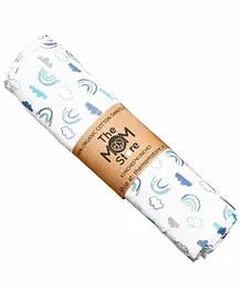 The Mom Store Muslin Swaddle Wrap Happy Rainbow - White Blue