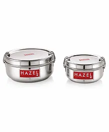 Hazel Stainless Steel Traditional Design Lunch Box Set of 2 -  350 ml & 700 ml