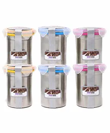 Steel Lock Stainless Steel Airtight Cylindrical Storage Containers Set of 6 - 650 ml each