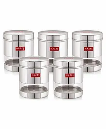 Hazel Stainless Steel Transparent Container Set of 5 Silver - 350 ml each
