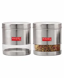 Hazel Transparent Stainless Steel & Plastic Snack Containers Set of 2 - 700 ml each