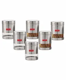 Hazel Stainless Steel Transparent Container Silver Set of 6 -  950 ml Each