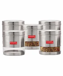 Hazel Stainless Steel Transparent Container Silver Set of 5 - 1100 ml Each