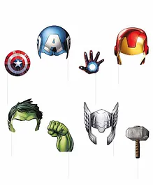 Fiddlerz Avengers Themed Photobooth Props  Multicolor - Pack of 8
