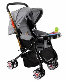 Safe-O-Kid Foldable Stroller with Adjustable Seat Recline - Black Grey