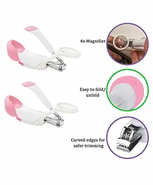 Safe-O-Kid Nail Clipper with Removable Magnifier Pack of 2 - Pink