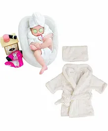 Babymoon Bathrobe & Towel Set Photo Prop - White