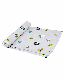 Wonder Wee 100% Cotton Swaddle Wrapper Multi Print  - White Green