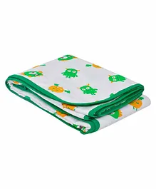 Wonder Wee Soft and Smooth Cotton Printed Blanket - Green & White