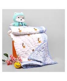 Mom's Home Organic Cotton Baby Quilt Giraffe Print - White
