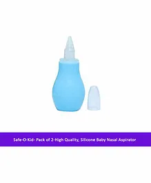 Safe-O-Kid Silicone Baby Nasal Aspirator Pack of 2 - Blue White