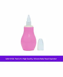 Safe-O-Kid Silicone Baby Nasal Aspirator - Pink White