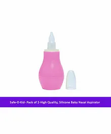 Safe-O-Kid Silicone Baby Nasal Aspirators Pack of 2 - Pink White