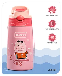 Babyhug Stainless Steel Insulated Sipper Bottle Pink - 350 ml