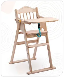 Babyhug Salvador Wooden Foldable Baby Dinning High Chair - Natural
