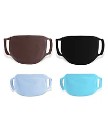 Zoe 100% Cotton Masks for Kids & Parents Pack of 4 - Black Blue Brown