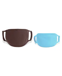 Zoe 100% Cotton Masks for Kids & Parents Pack of 2 - Brown Blue