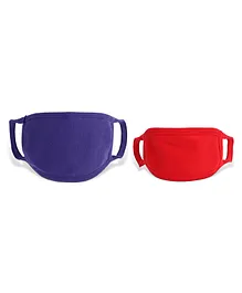 Zoe 100% Cotton Masks for Kids & Parents Pack of 2 - Red Purple