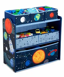 Delta Children Wooden Frame Multipurpose Rack with 6 Storage Bins Space Design - Multicolor