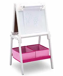 Delta Children Double Sided Activity Easel with Storage bins - White Pink